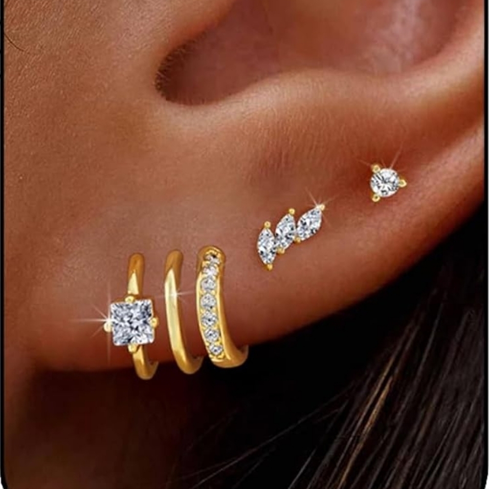 Elegant Gold and Silver Crystal Earrings